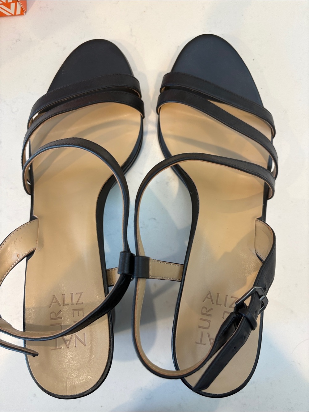 Naturalizer Black and Beige Strappy Women's Sandals